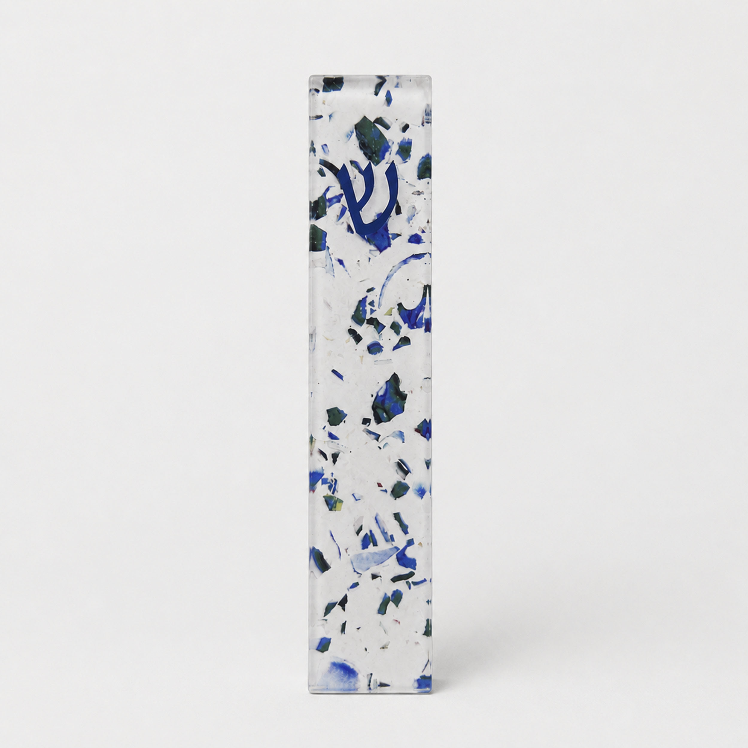 MEZUZAH, ART GLASS, "TERRAZZO", 5.5", GIFT BOX