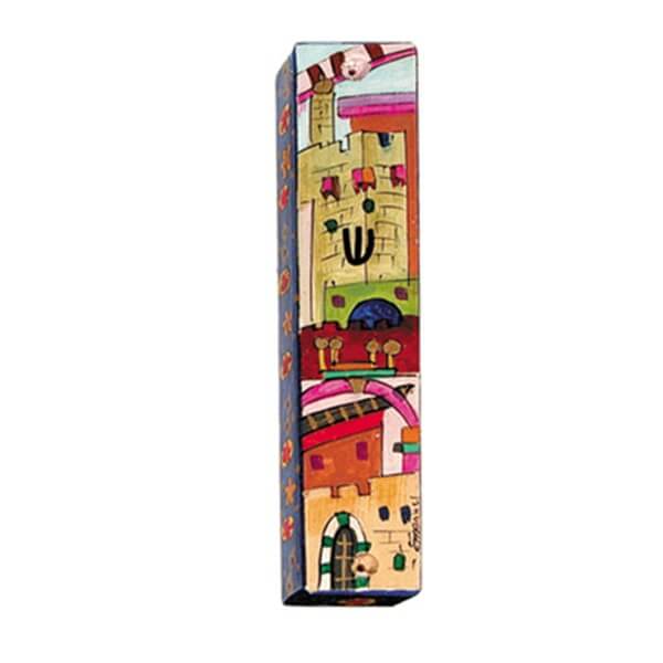 Hand Painted Jerusalem Mezuzah Case