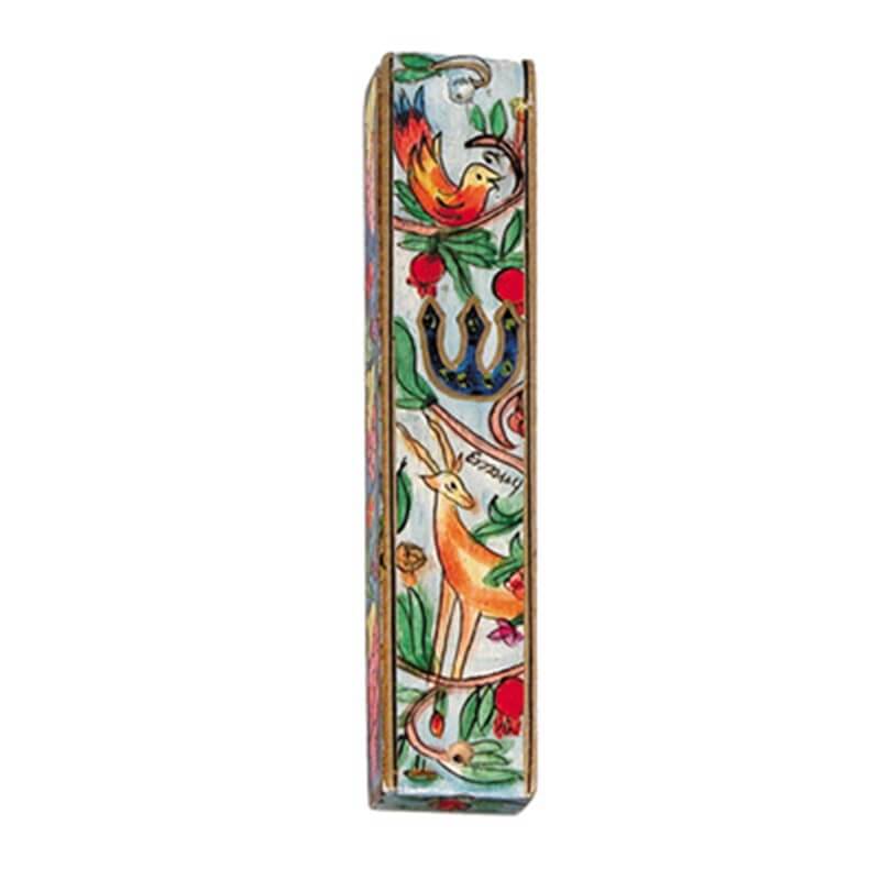 Deer Small Wood Mezuzah Case - 10cm