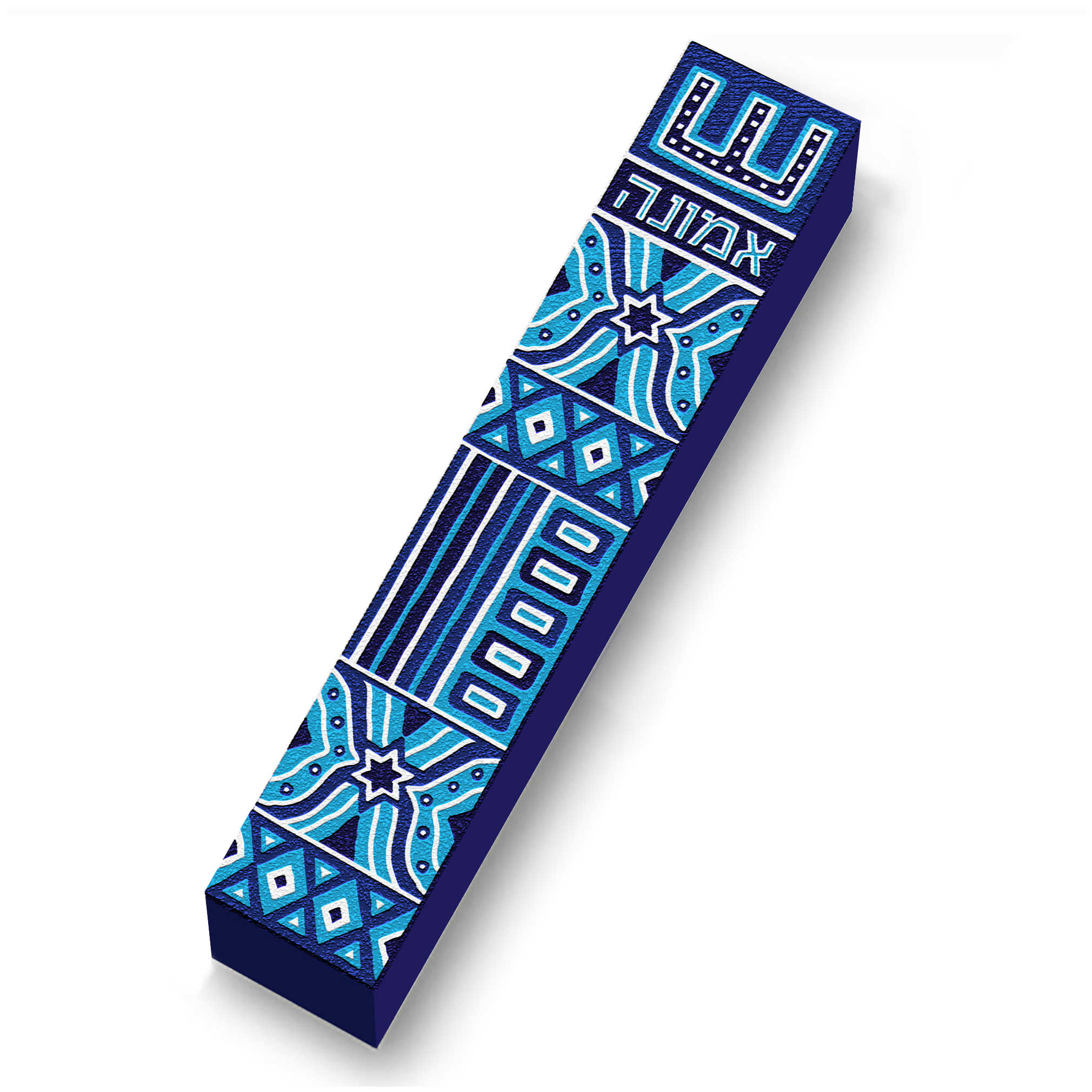 Navy Blue Wood Mezuzah Case