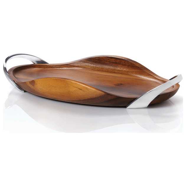 Nambe Bella Wood Handled Tray