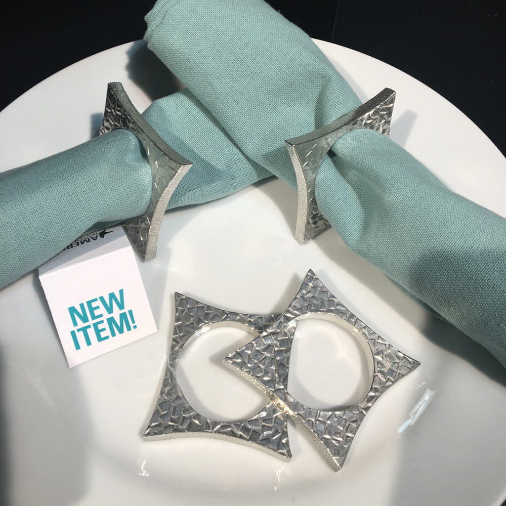 Joy Stember Pewter Stone Textured Napkin Rings