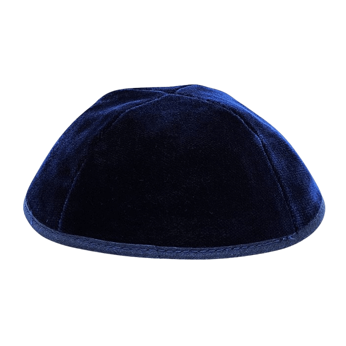Navy 4 Part Velvet Kippah - Size 6