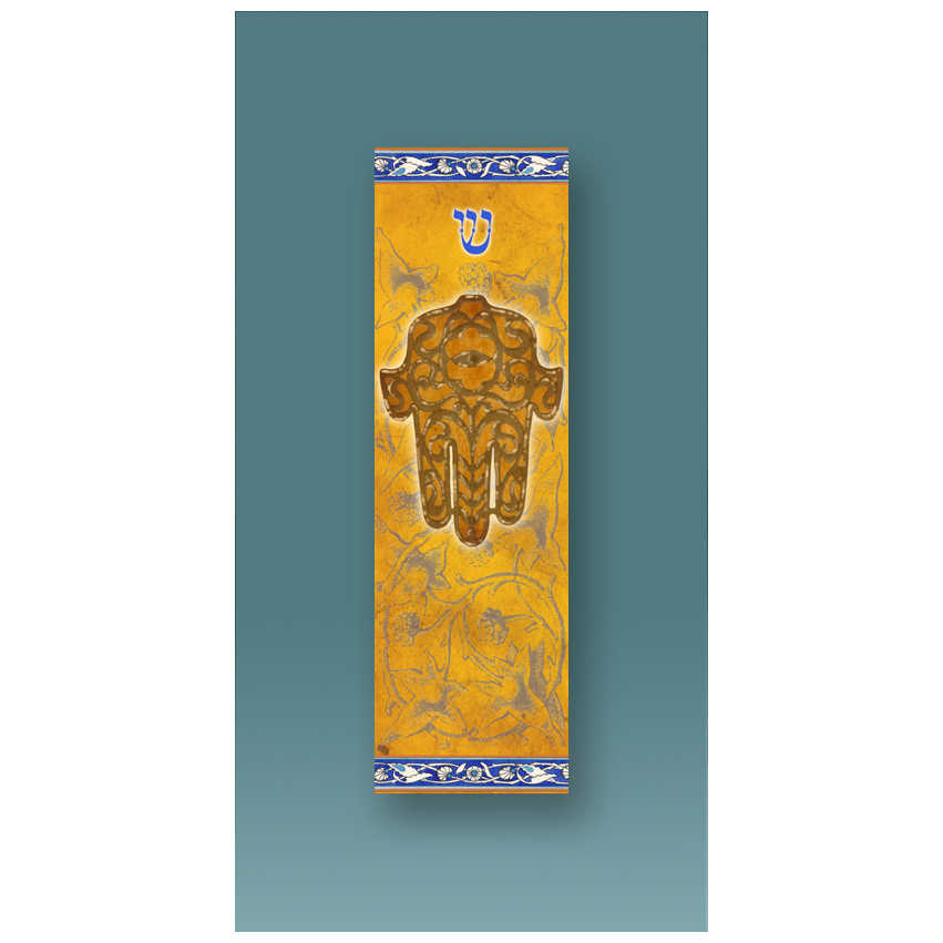 Ochre Hamsa Car Mezuzah Case By Mickie Caspi