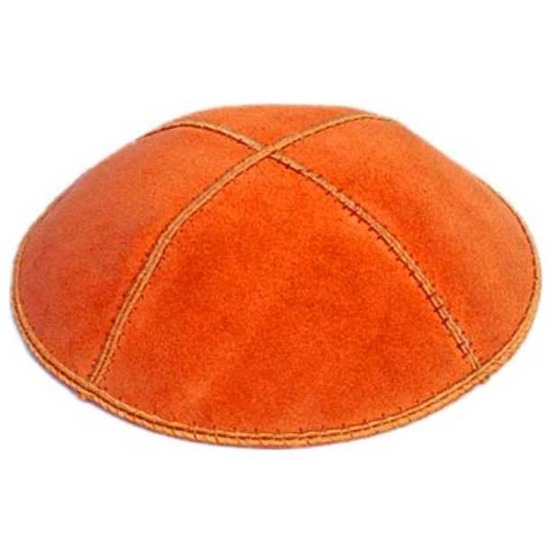 Orange Suede Kippah - Small