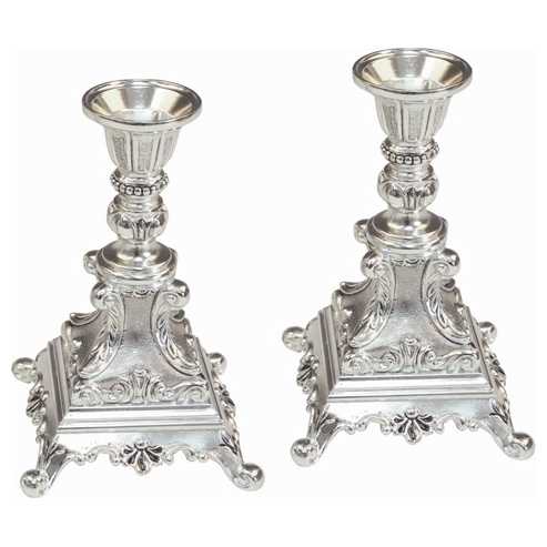 Ornate Silver Plated Candlesticks - 6"