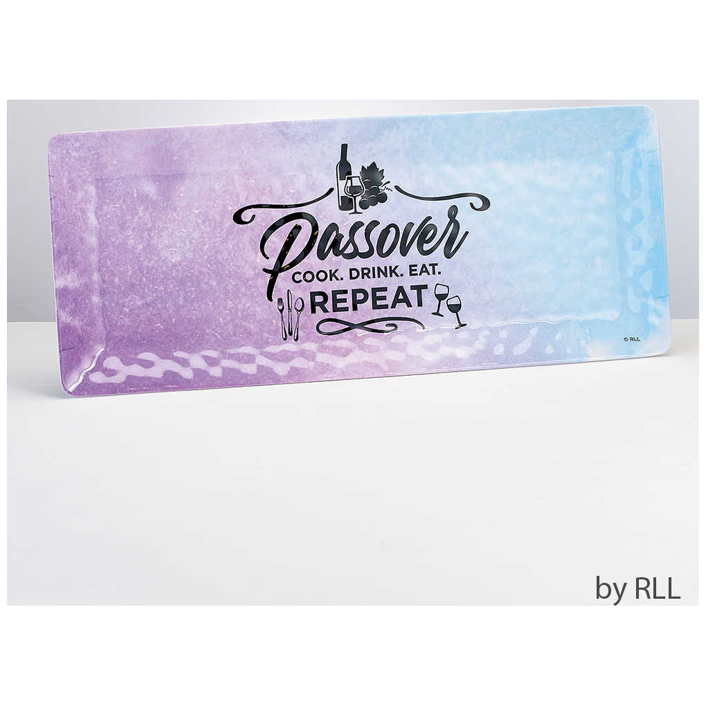 Passover Splash Blue And Purple Rectangle Melamine Tray -Perfect For Passover