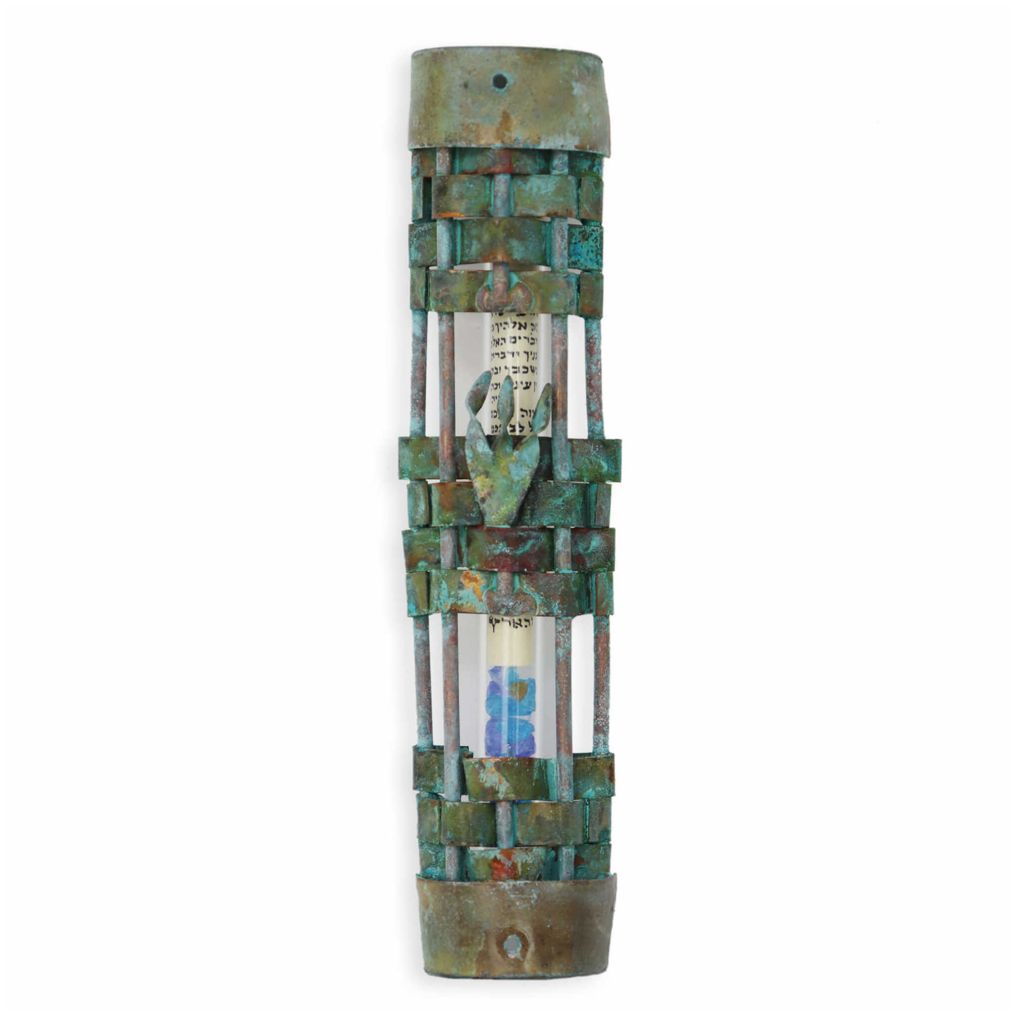 Patina Woven Wedding Glass Keepsake Mezuzah Case