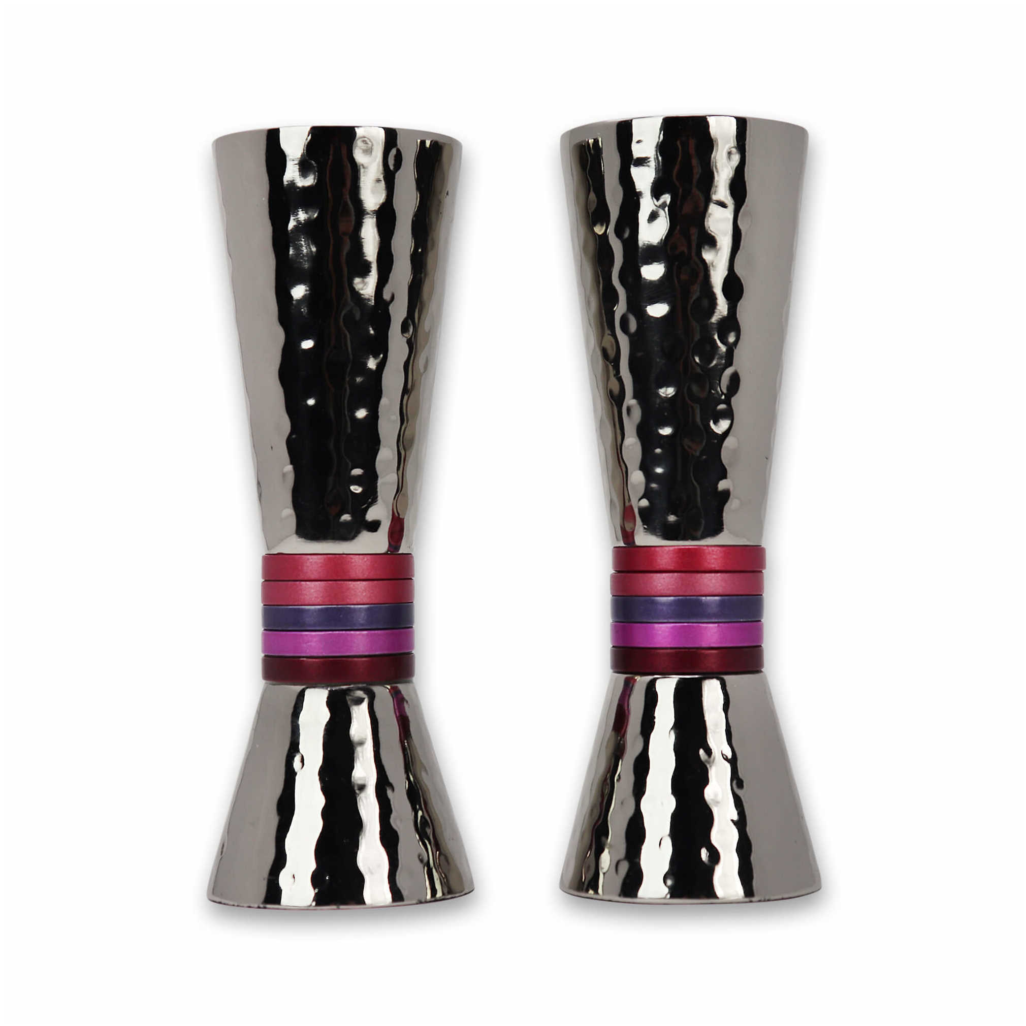 Pink Hammered Candlesticks