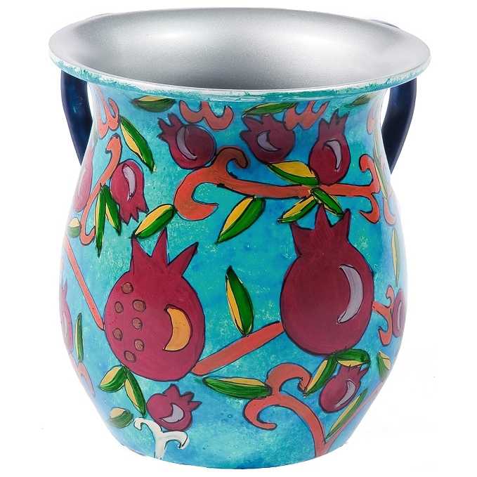 Pomegranate Hand Painted Metal Washing Cup