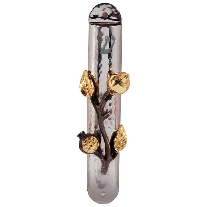 Pomegranate Stainless Steel Mezuzah Case - Large
