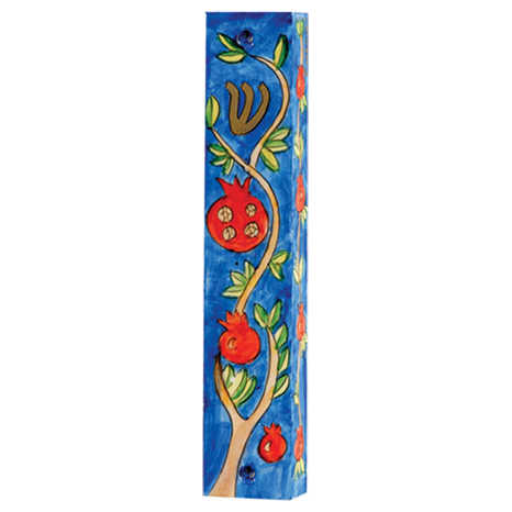 Pomegranate Tree Wood Mezuzah Case