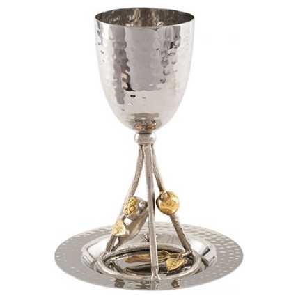 Pomegranates Brass Kiddush Cup