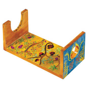 Pomegranates Wooden Shofar Stand - Large -Perfect For Rosh Hashanah