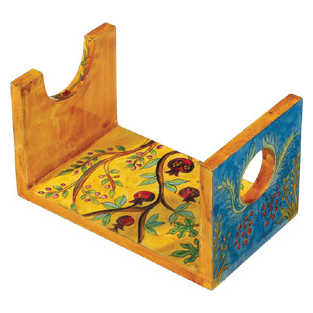 Pomegranates Wooden Shofar Stand - Small -Perfect For Rosh Hashanah