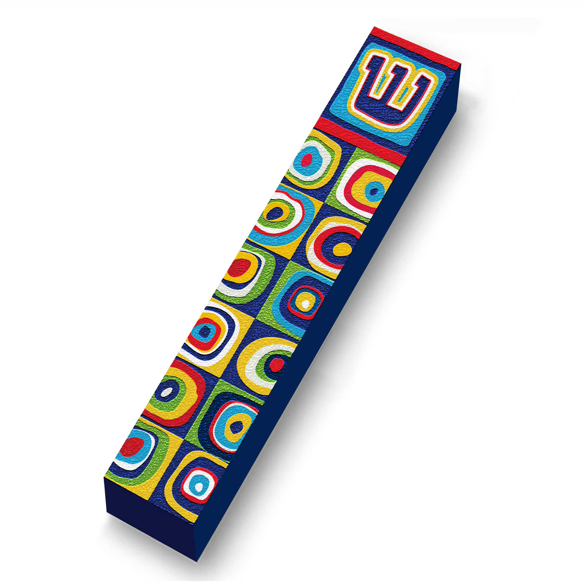 Pop Art Circles Wood Mezuzah Case
