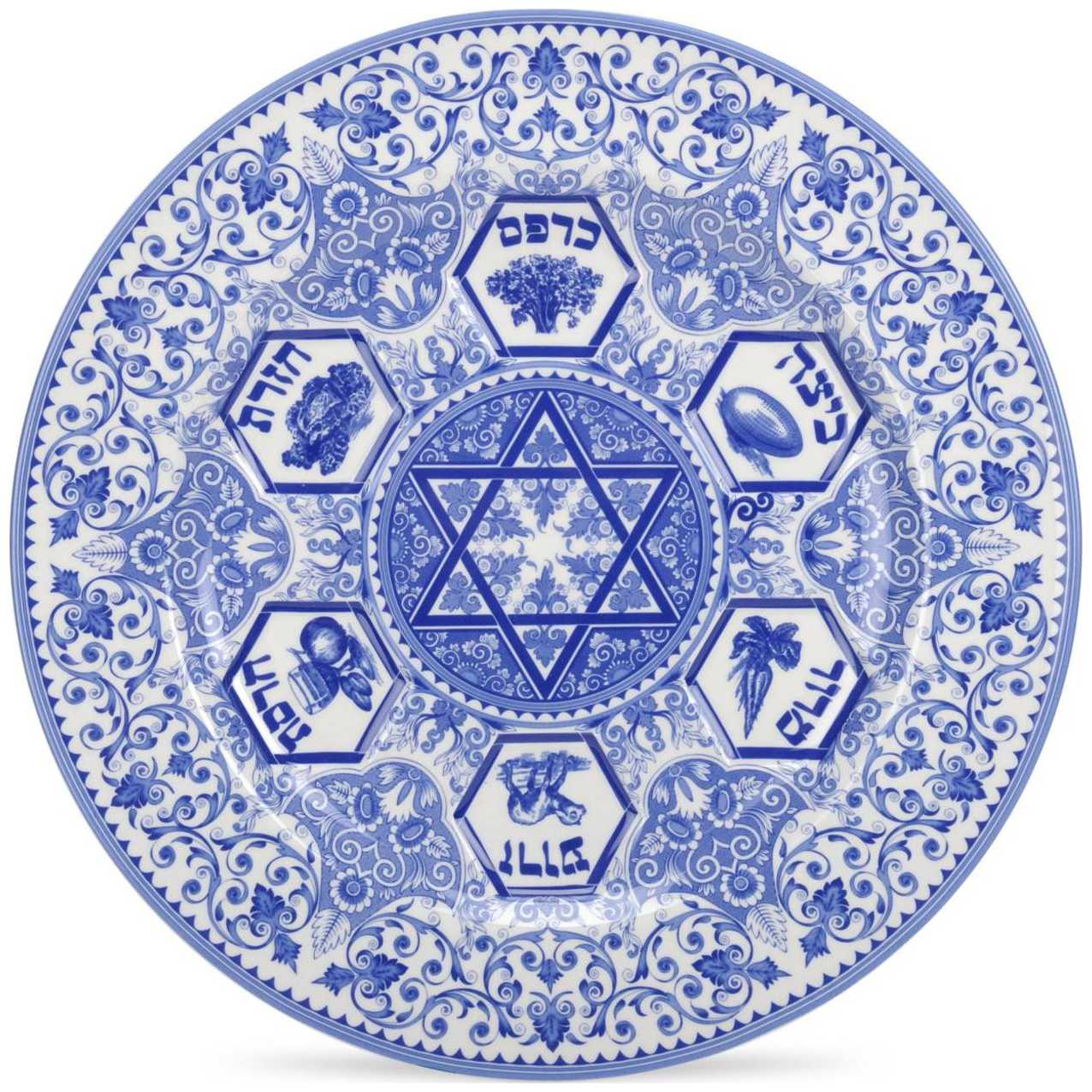 Porcelain Blue Seder Plate -Perfect For Passover