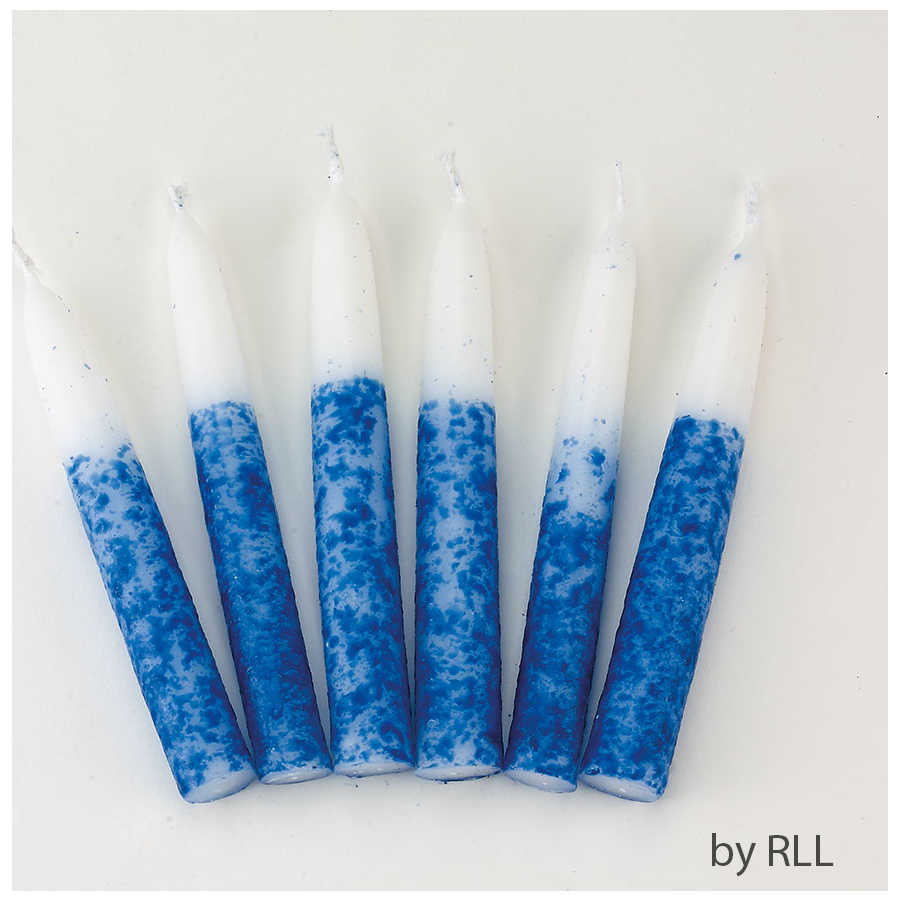 Premium Blue & White Shabbat Candles