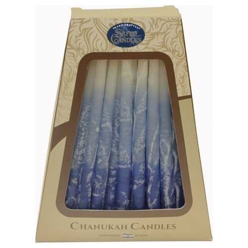 Premium Handcrafted Hanukkah Candles - Blue Marble - Perfect For Hanukkah