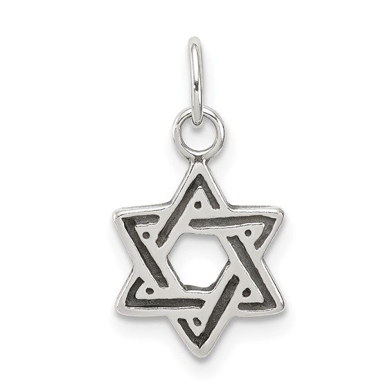 Sterling Silver Antiqued Star Of David Pendant