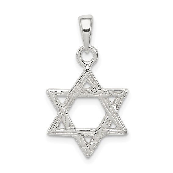 Sterling Silver Textured Star Of David Pendant