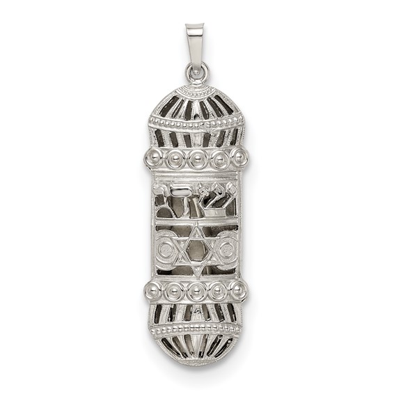 Sterling Silver Ornamental Mezuzah Pendant