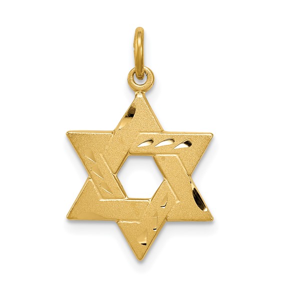 Sterling Silver Gold-Tone Diamond-Cut Star Of David Pendant