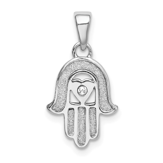 Sterling Silver Hamsa Glass Stone Pendant