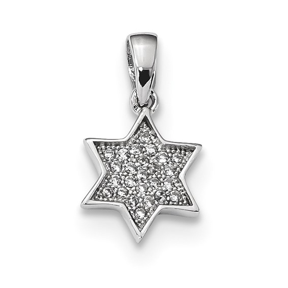 Sterling Silver Cz Burst Star Of David Pendant