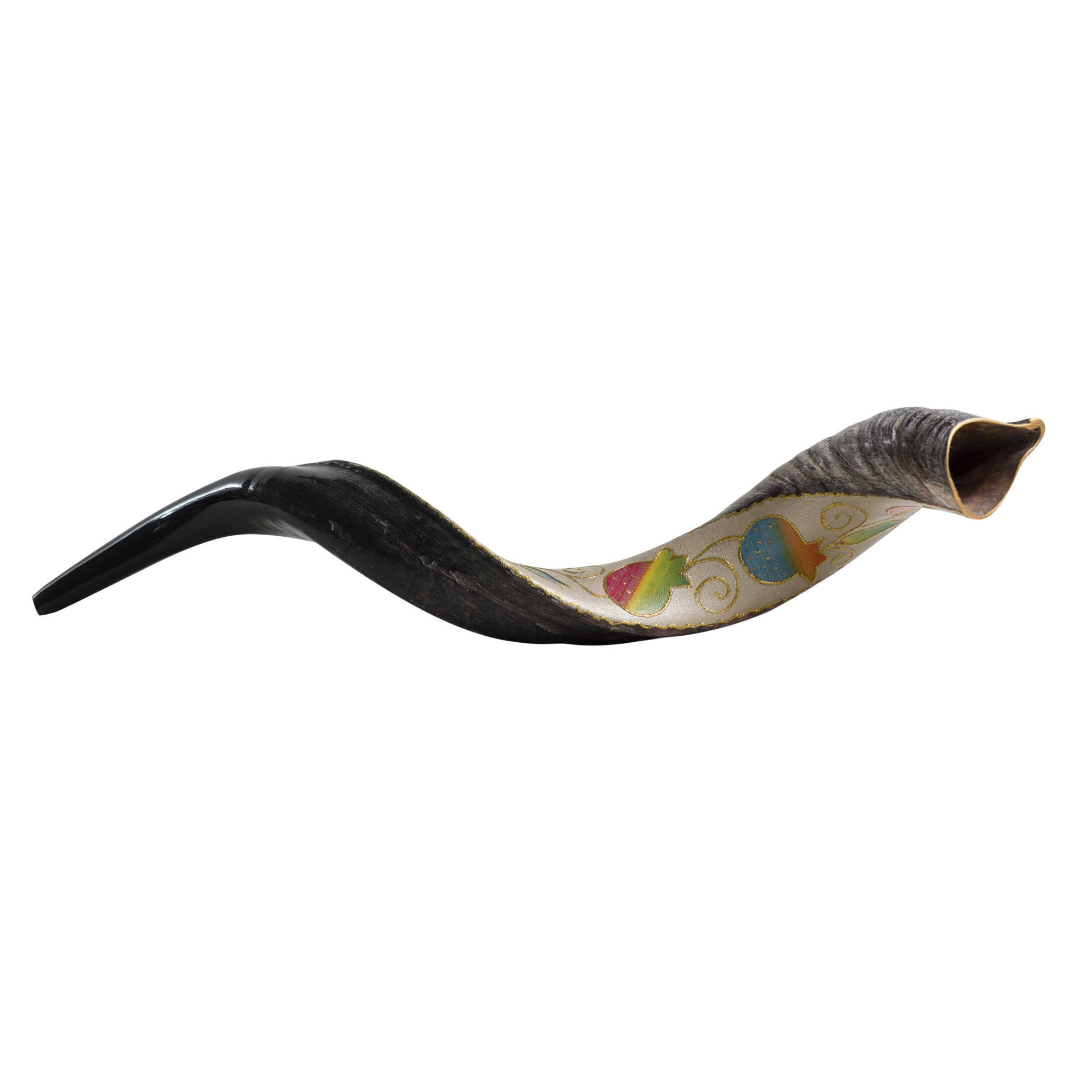 Rainbow Pomegranate Painted Yemenite Shofar - 40"