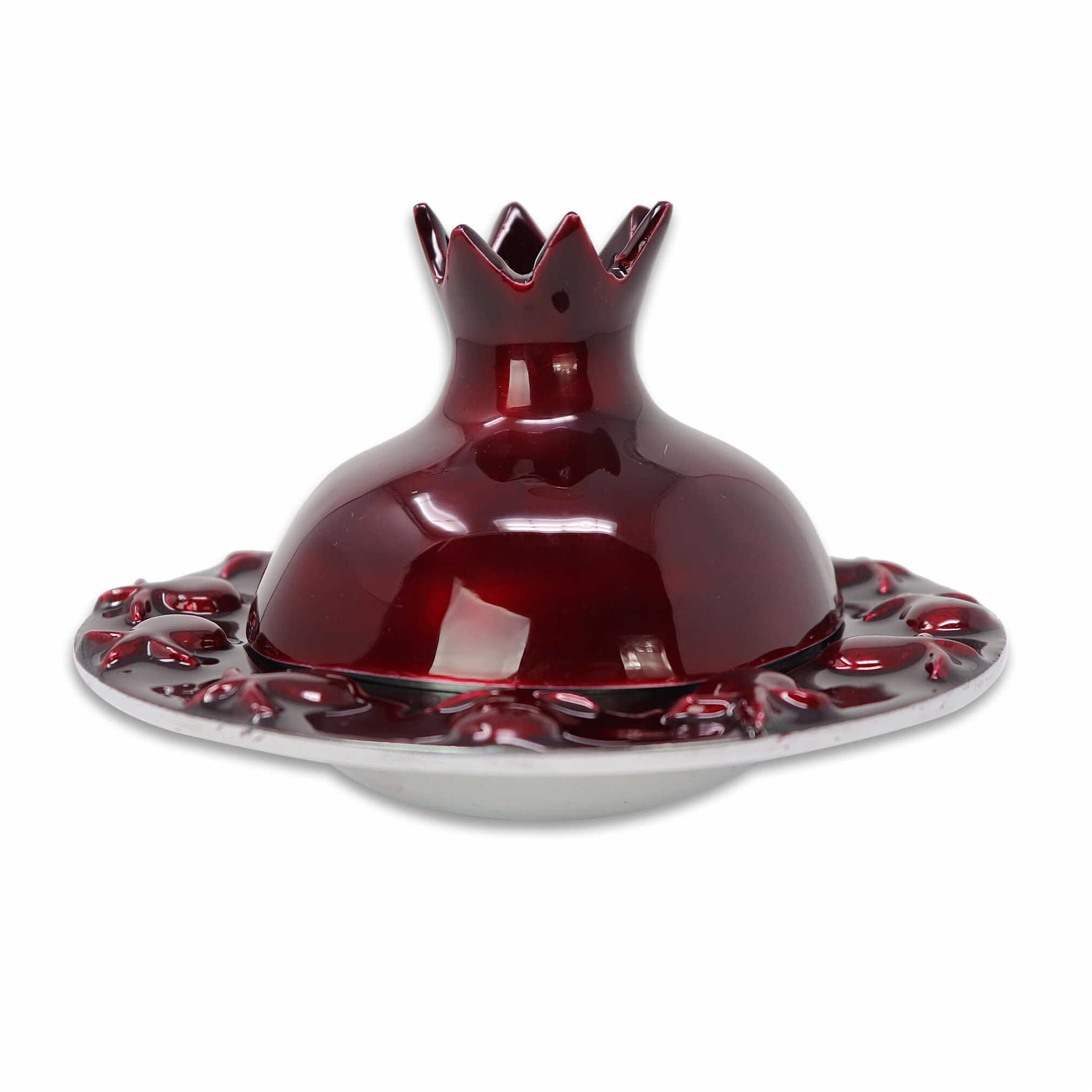 Red Aluminium Pomegranate Honey Dish By Yair Emanuel -Perfect For Rosh Hashanah
