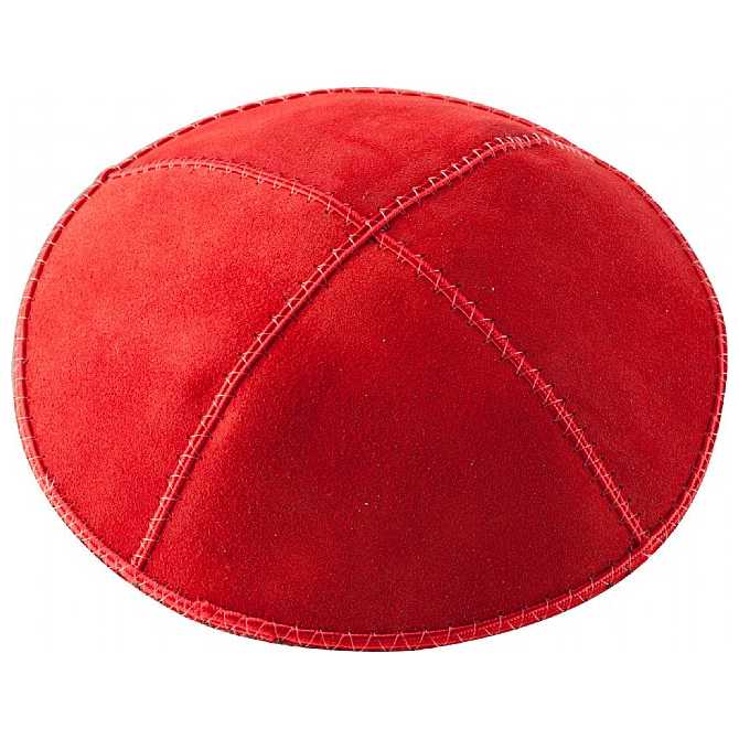 Red Suede Kippah - Small