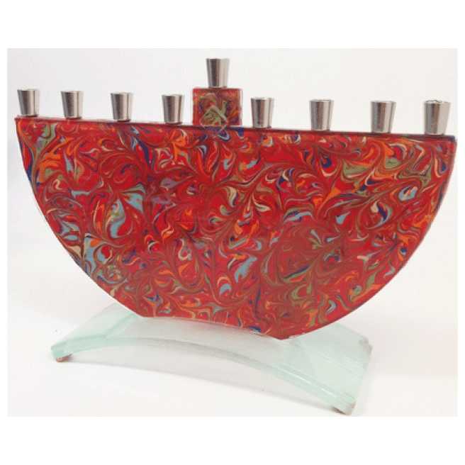 Red Tie Dye Menorah -Perfect For Hanukkah
