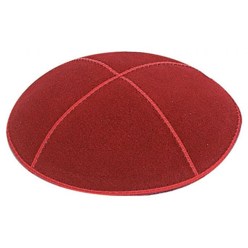 Red Suede Kippah - Large