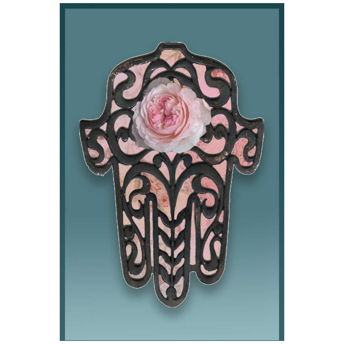 Rose Hamsa Car Mezuzah Case By Mickie Caspi