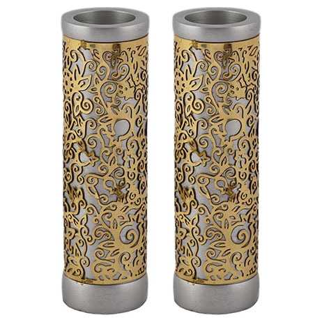 Round Lasercut Pomegranate Candlesticks By Yair Emanuel