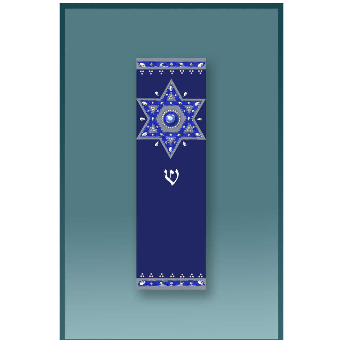 Royal Blue Star Car Mezuzah Case By Mickie Caspi