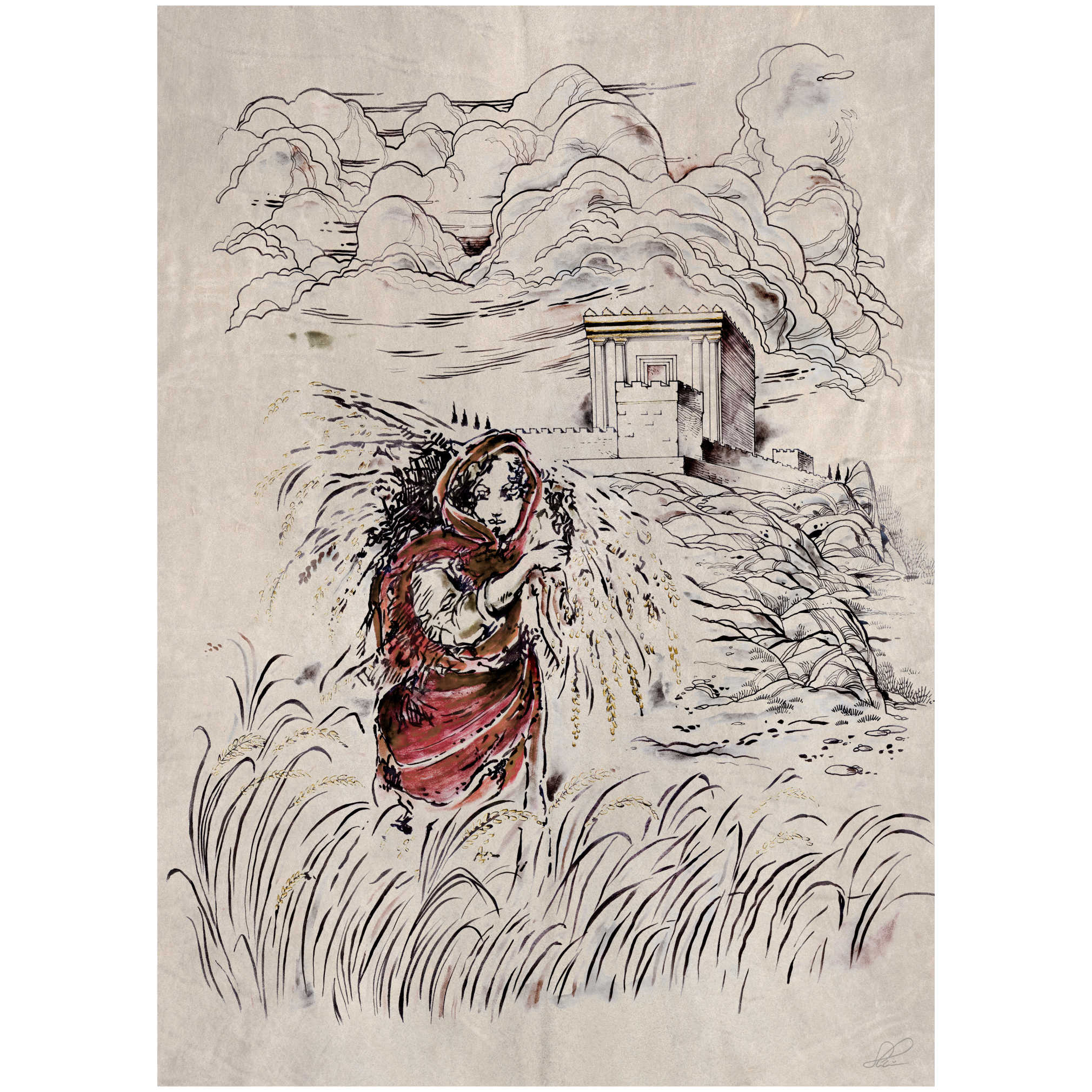 "ruth" In The Field Hand Signed, Size Medium