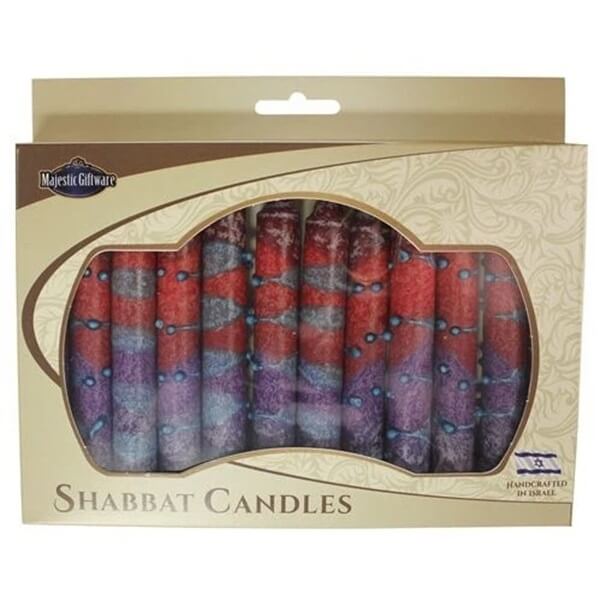 Red Sunrise Shabbat Candle 12 Pack  By Safed Candles