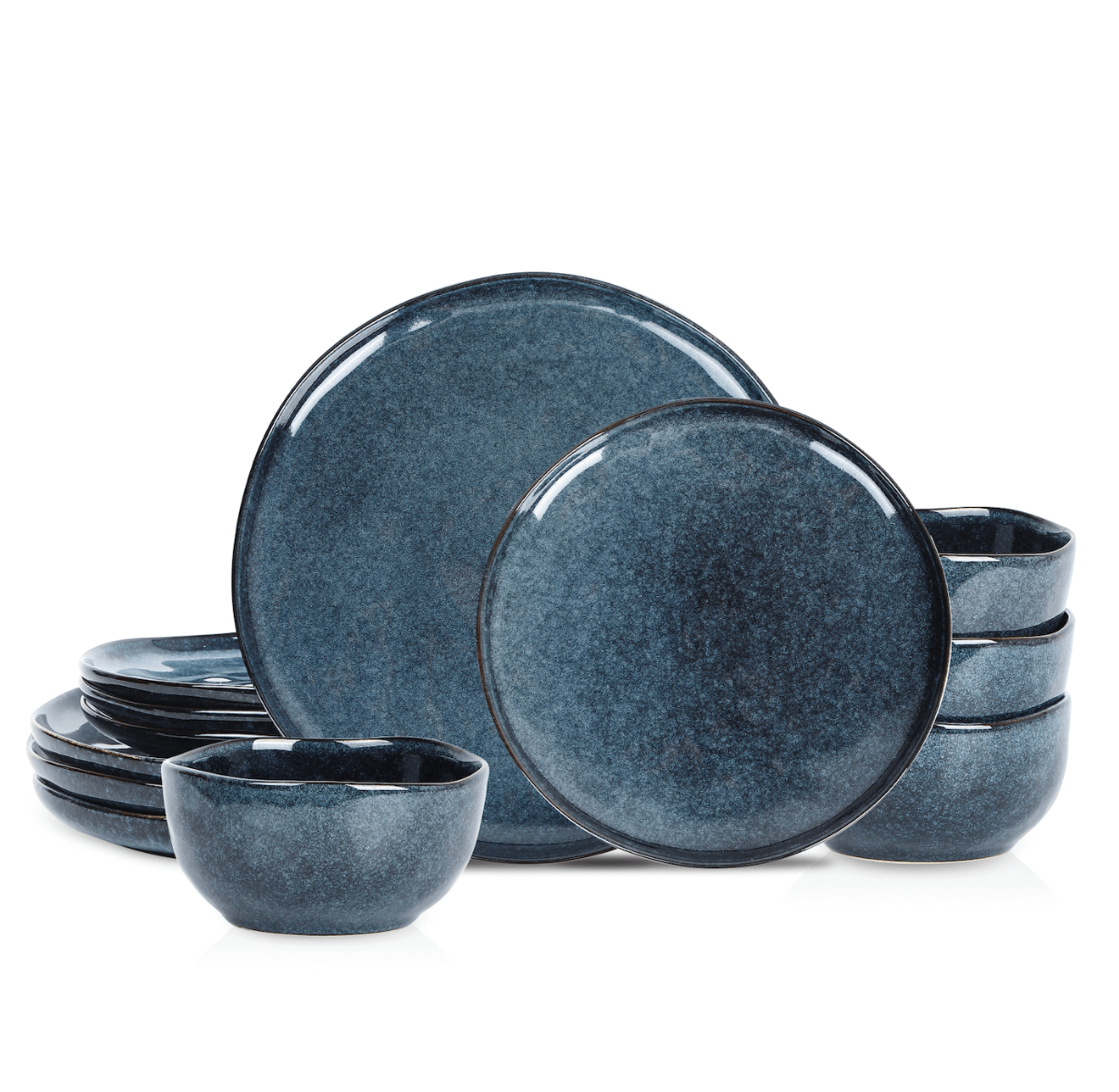 Stone Lain Mirella Stoneware 12-Piece Dinnerware Set, Blue