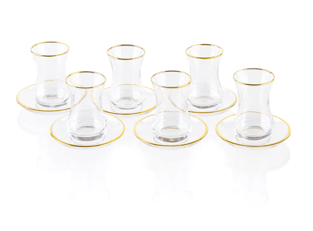 Waterdale Collection Classic Glass Cups & Saucers
