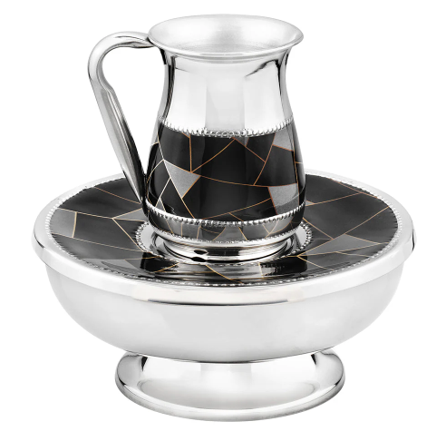 Mayim Achronim set with Ebony & Gold Pattern Design