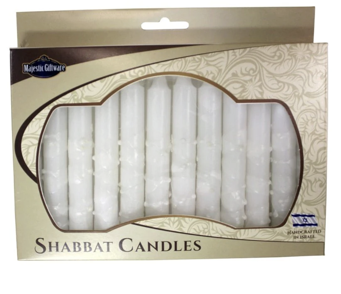 Israeli Hand Crafted Snow White Shabbat Candles
