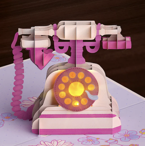 Love Pop 'Hey Mom' Vintage Phone Music and Lights Pop-Up Card