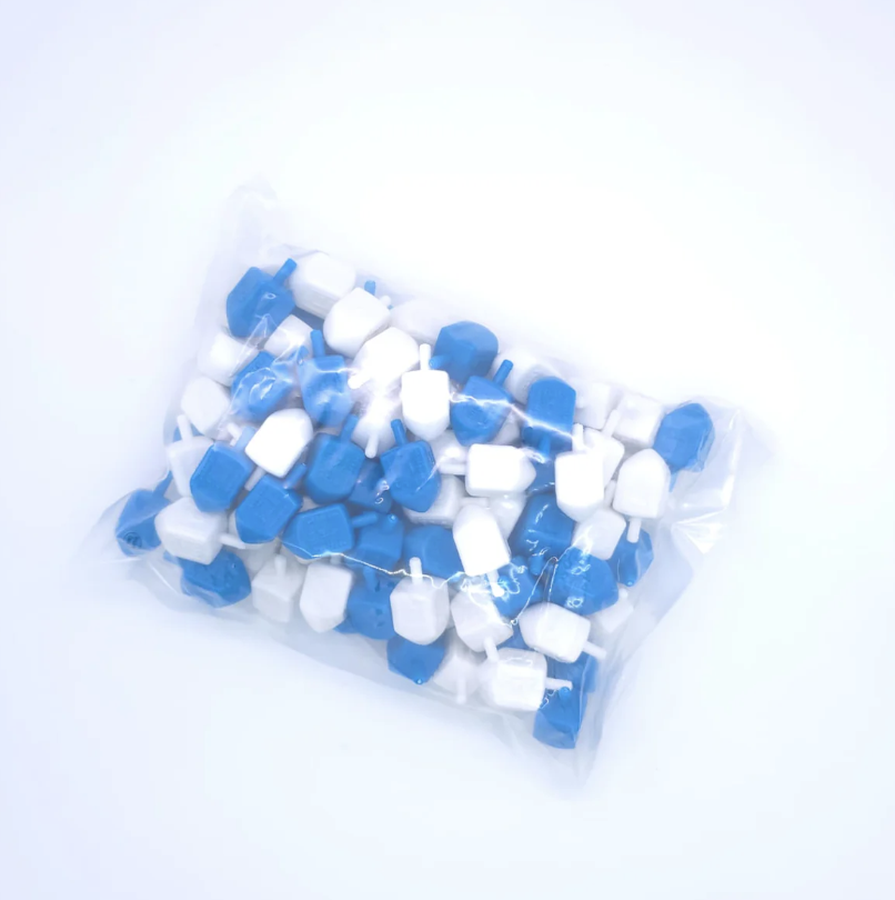 Blue & White Assorted Dreidels 100 Pack Large 