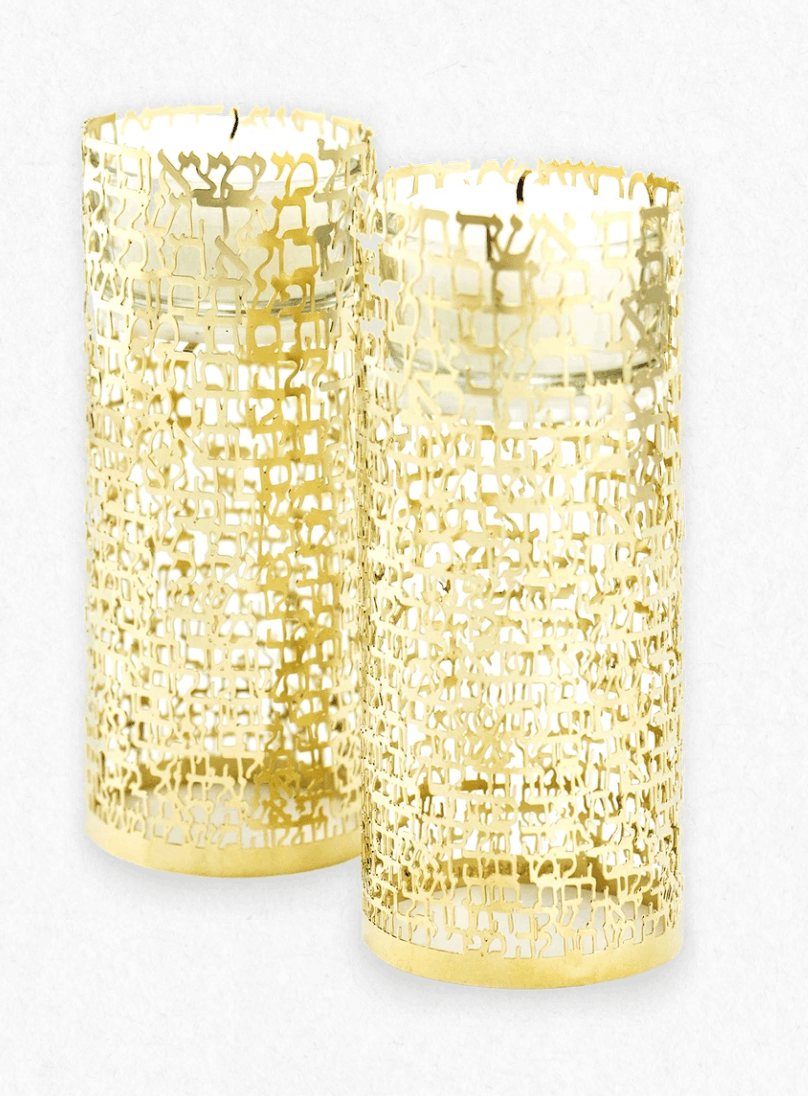 Gold Plated Woman of Valor Candlesticks