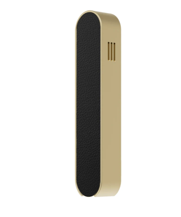 Modern Mezuzah - Gold Base & Black Leather Cover