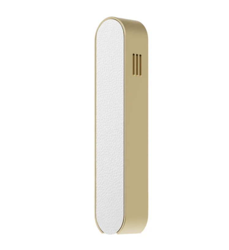 Modern Mezuzah - Gold Base & White Leather Cover