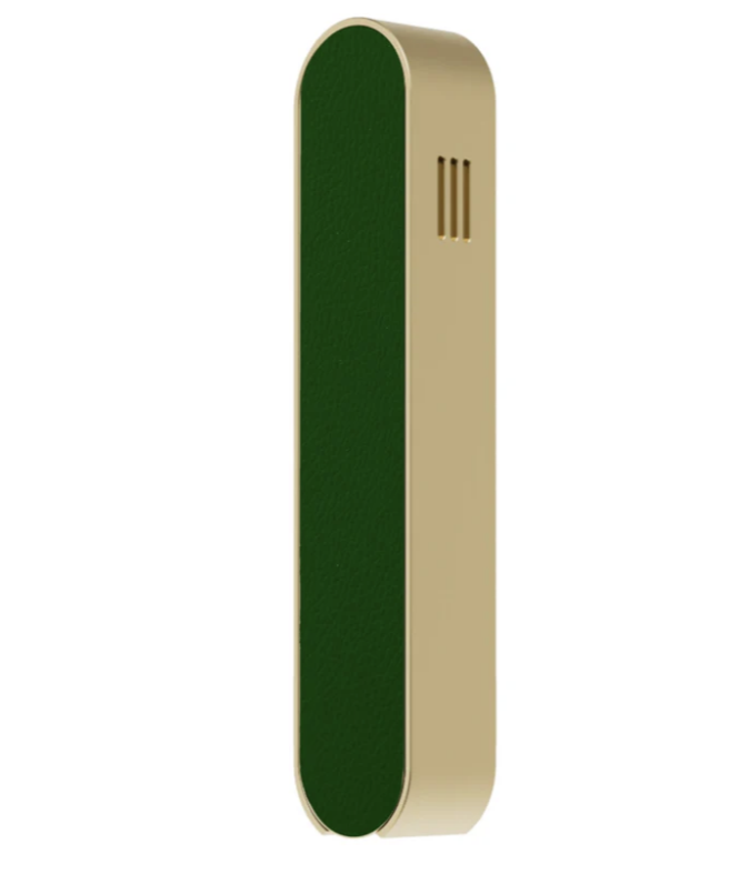 Modern Mezuzah - Gold Base & Green Leather Cover