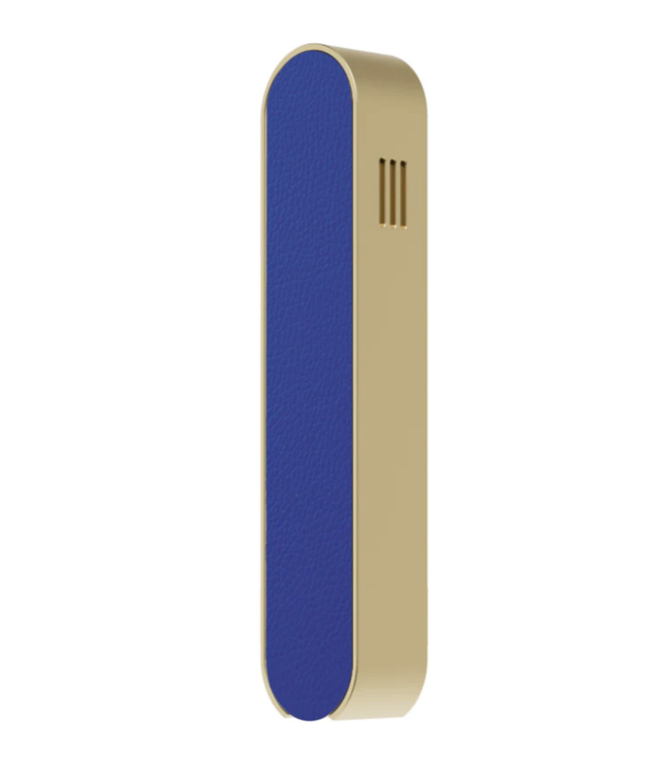 Modern Mezuzah - Gold Base & Blue Leather Cover